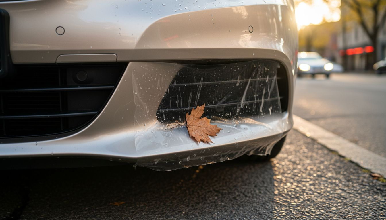 Luxury bumper with protective film and debris