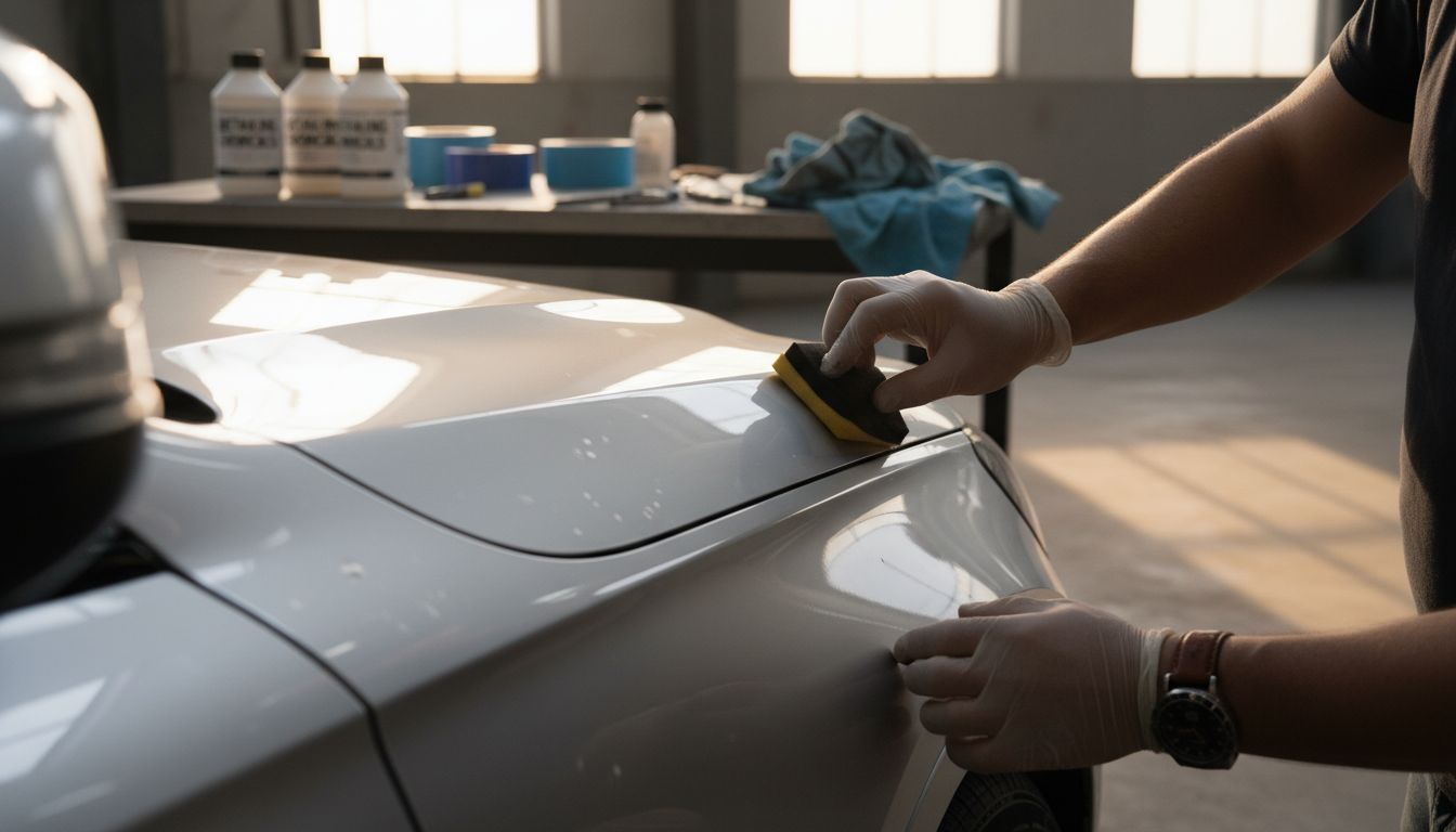 Close-up pure ceramic coating application