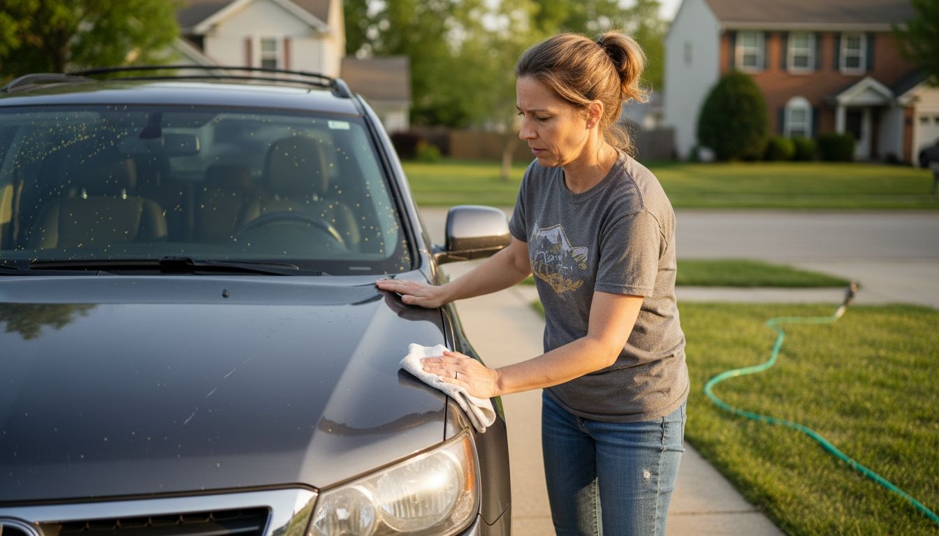 Owner checking car for detailing benefits