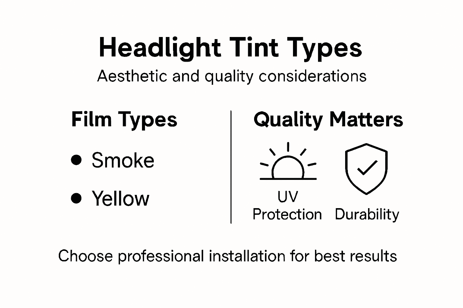 Infographic comparing headlight tint types and quality