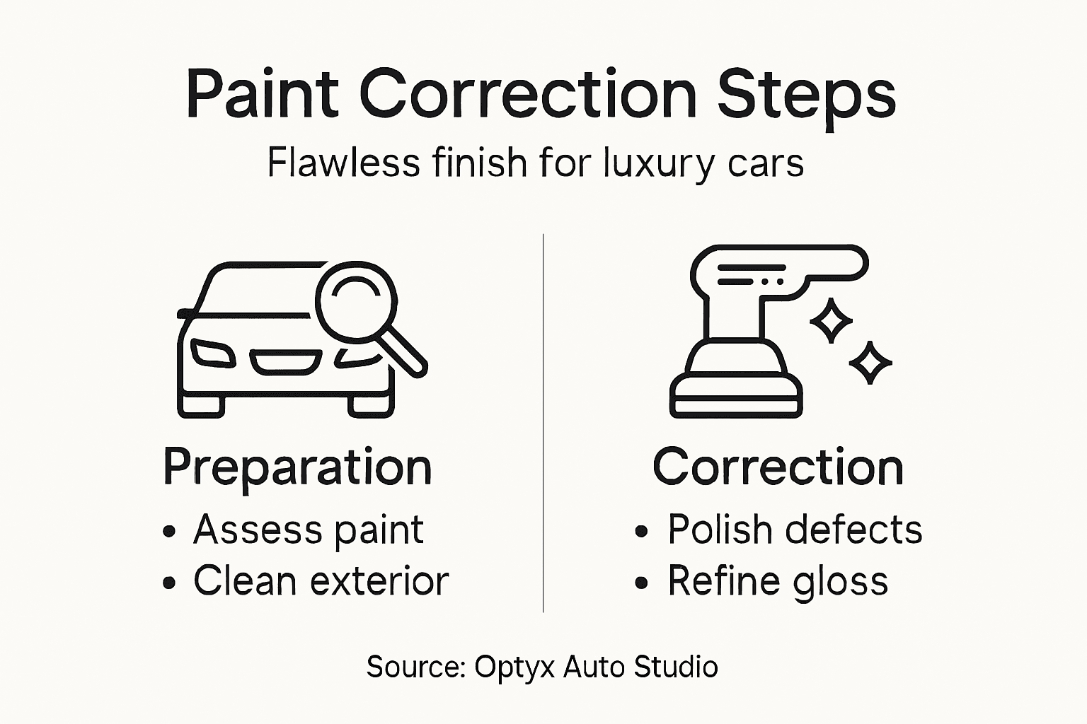 Infographic showing luxury car paint correction steps