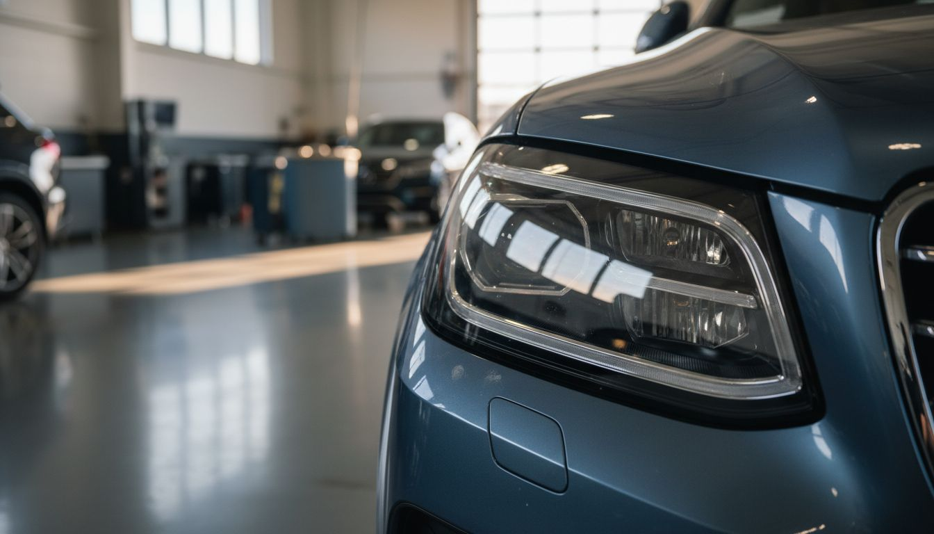 Close-up luxury headlight with tint applied