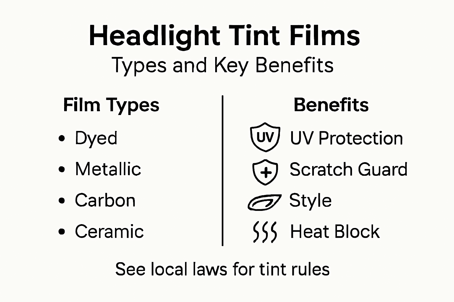 Infographic comparing tint films and benefits