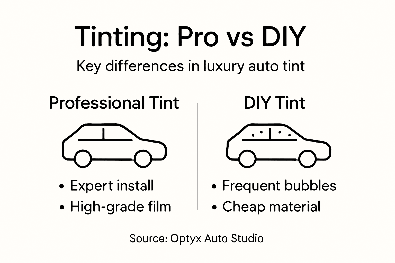 Infographic professional vs DIY car tinting