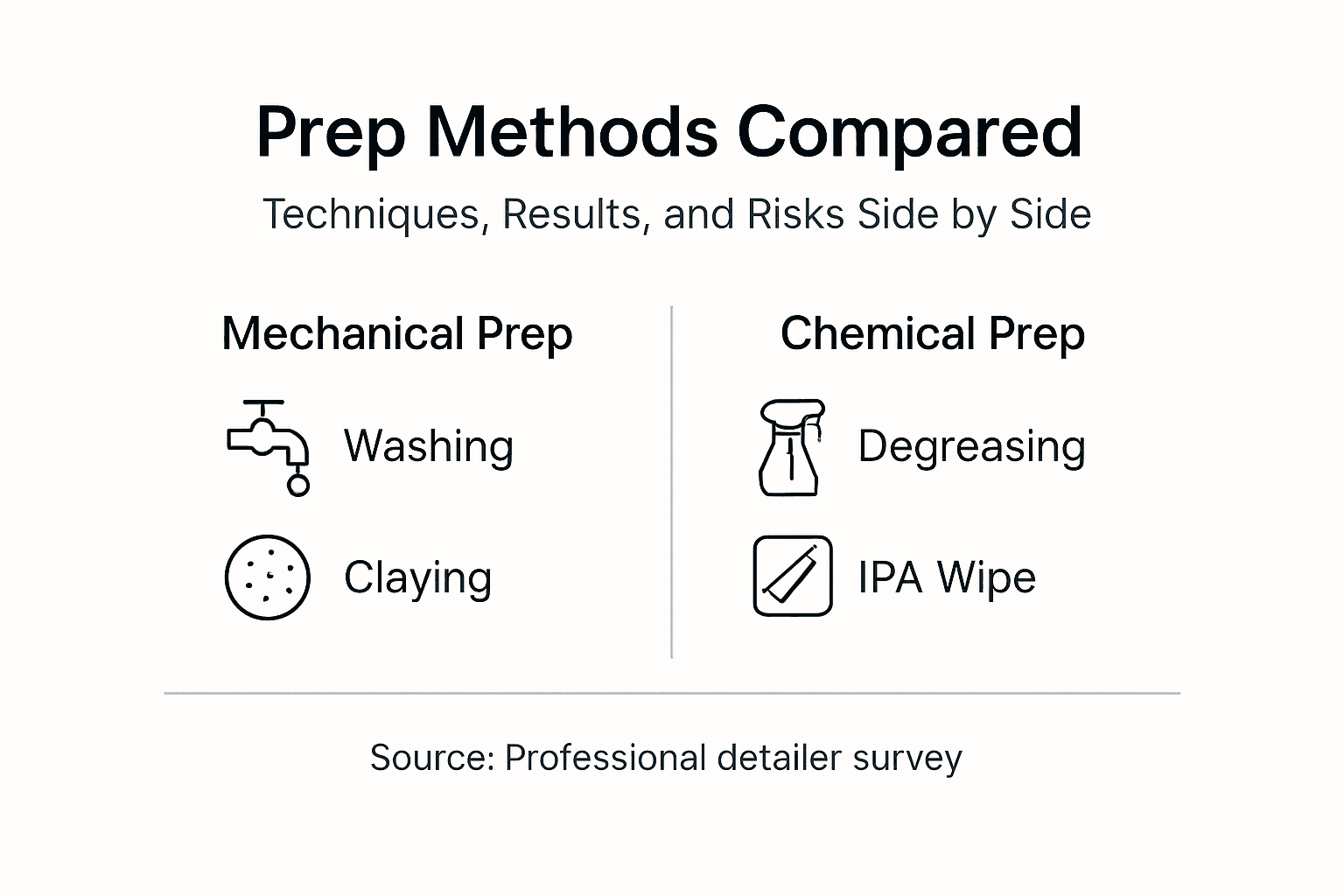 Infographic comparing paint prep techniques