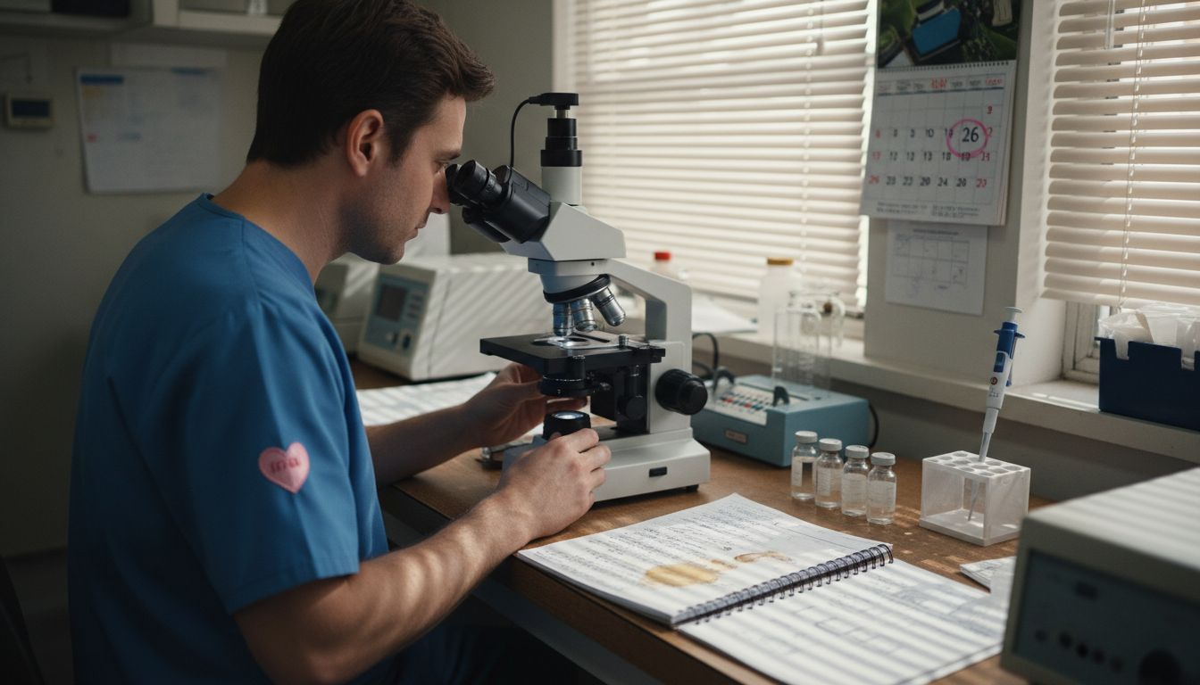 Embryologist in IVF lab selecting embryos