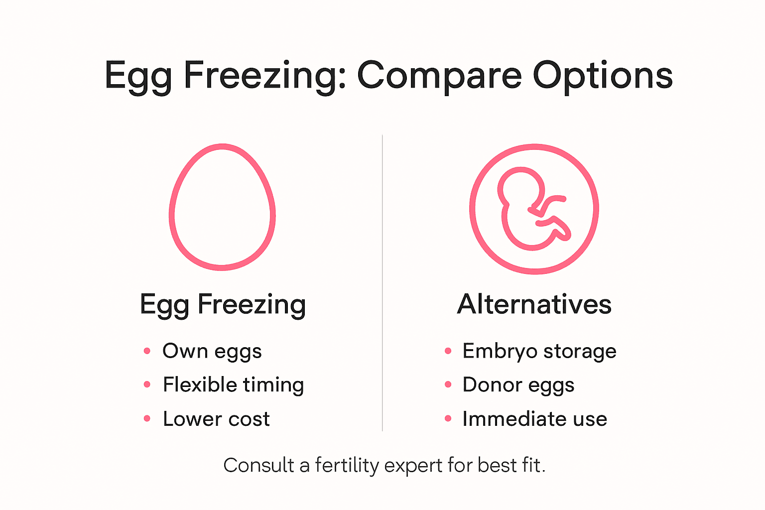 Infographic comparing egg freezing to other options