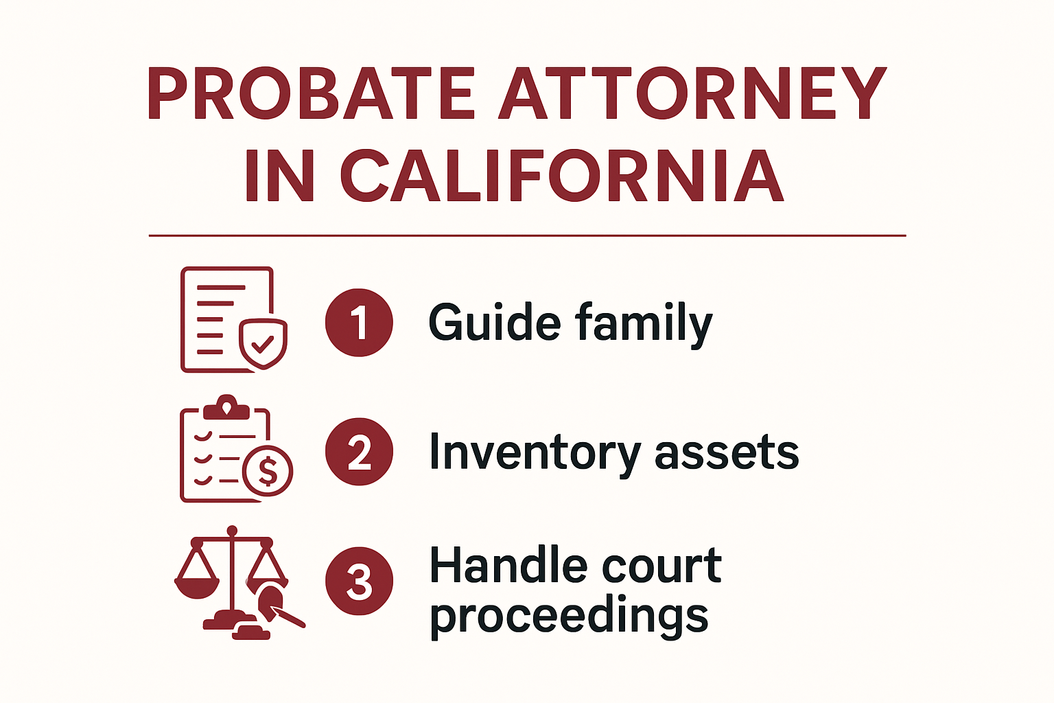 Infographic showing the key roles of a probate attorney