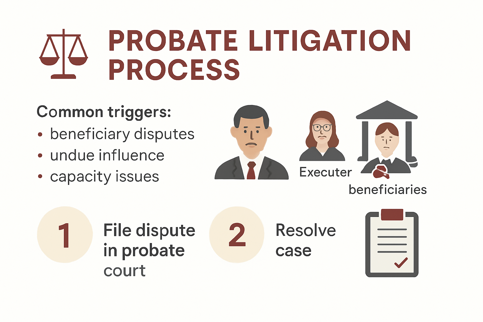 Infographic showing California probate litigation process overview
