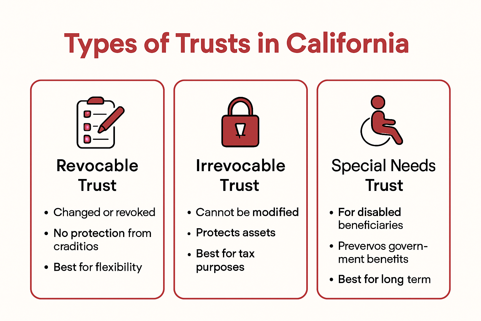 Types of trusts in California comparison infographic
