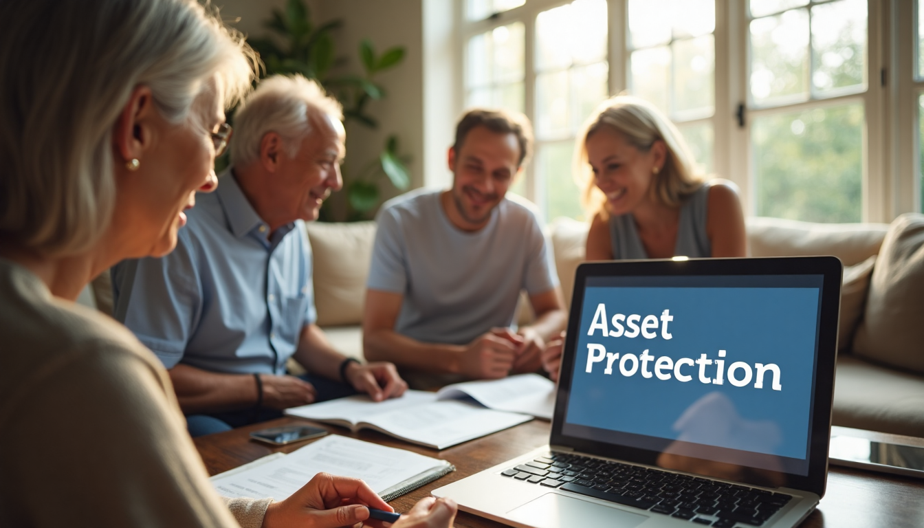 California family discusses asset protection around a table