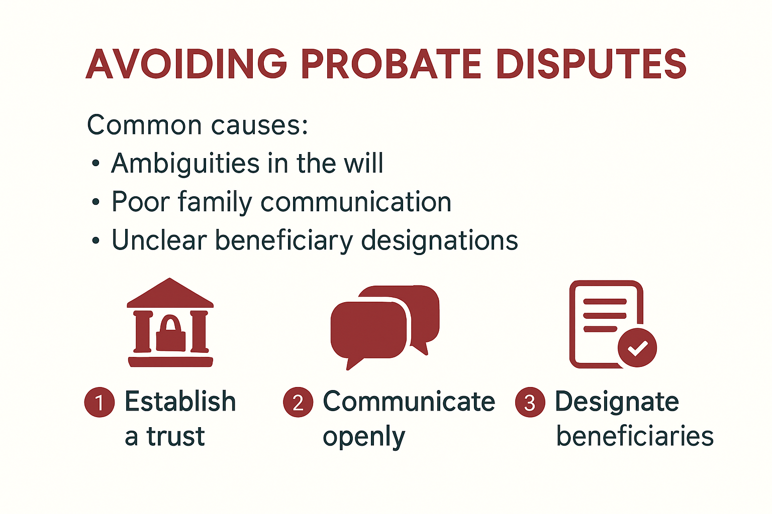 Infographic showing ways to avoid probate disputes