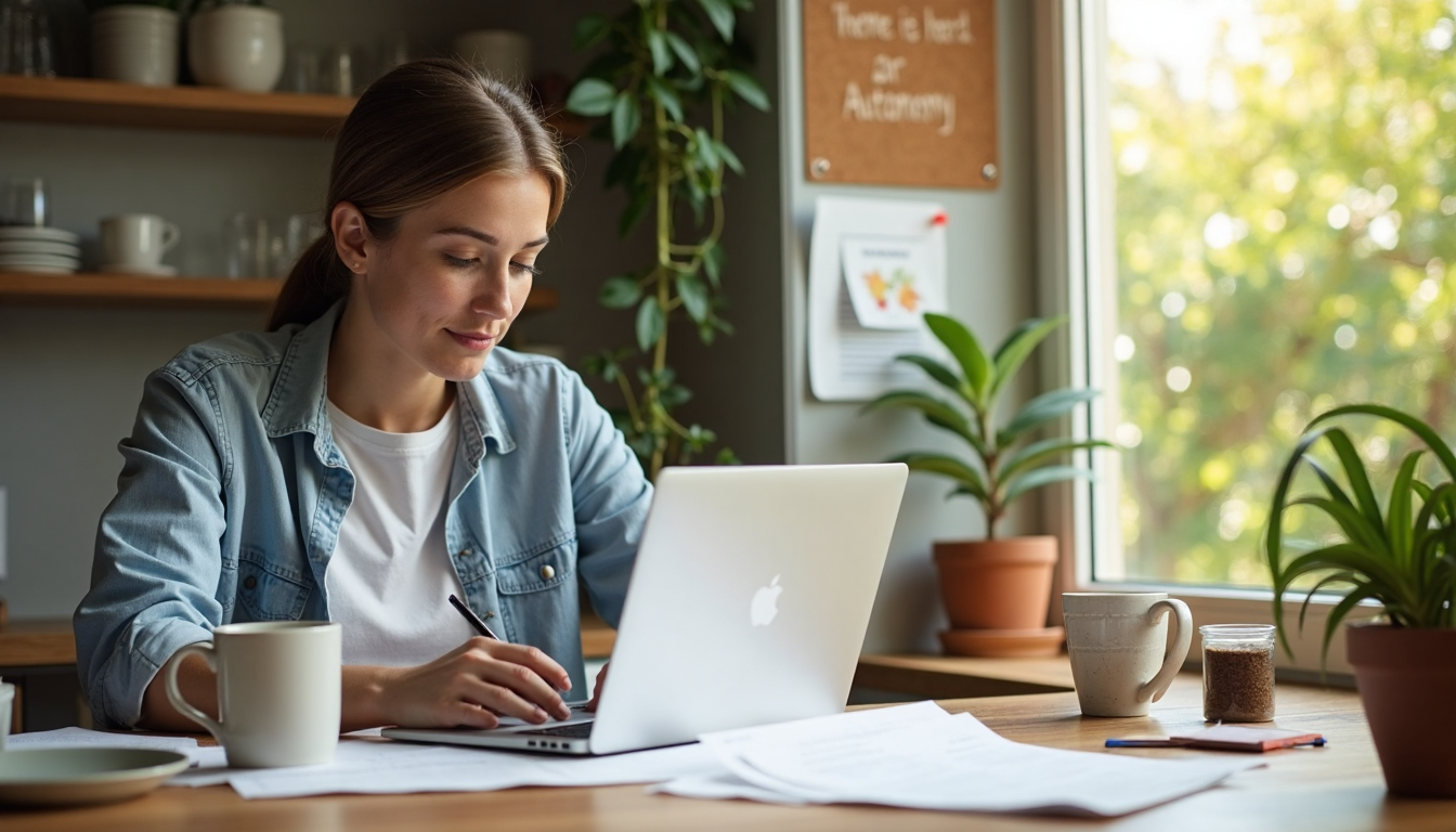 Single Californian reviewing estate planning documents at home table