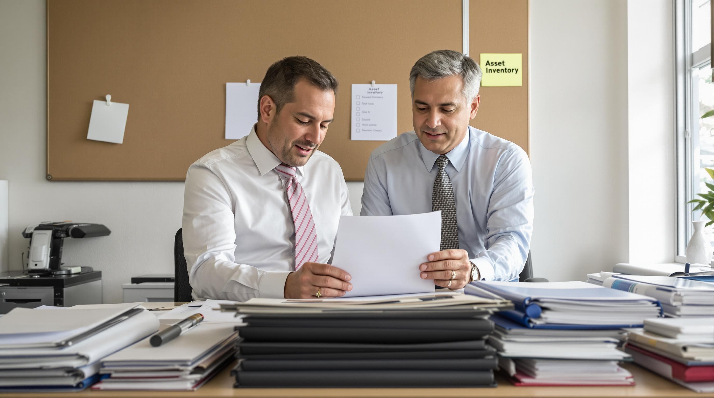 Executor and attorney reviewing estate asset inventory checklist