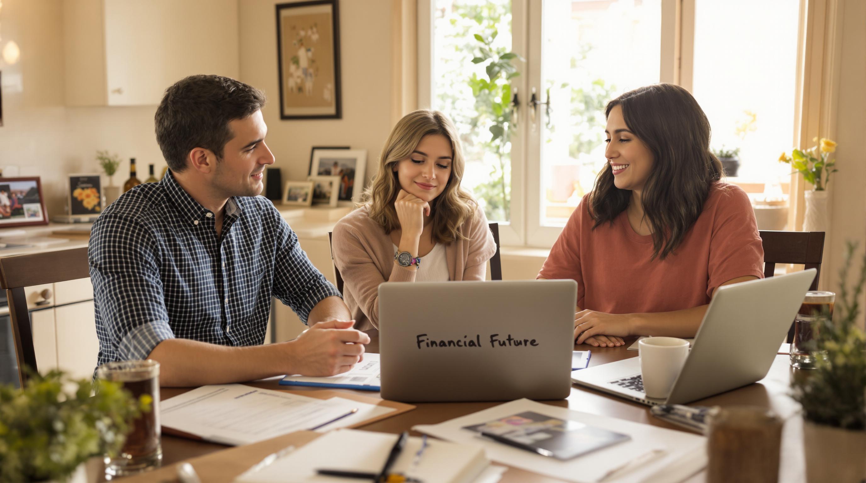 Parents teach teens about family finances with real documents and notepad