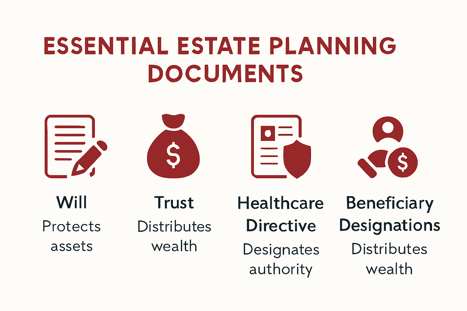 Infographic summarizing essential estate planning documents