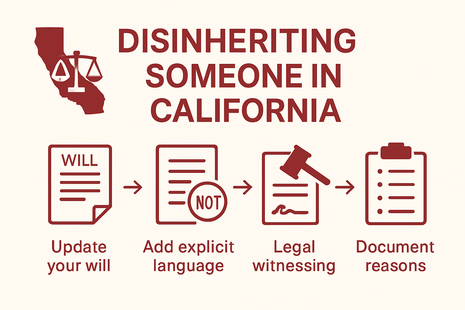 Infographic showing California disinheritance process steps