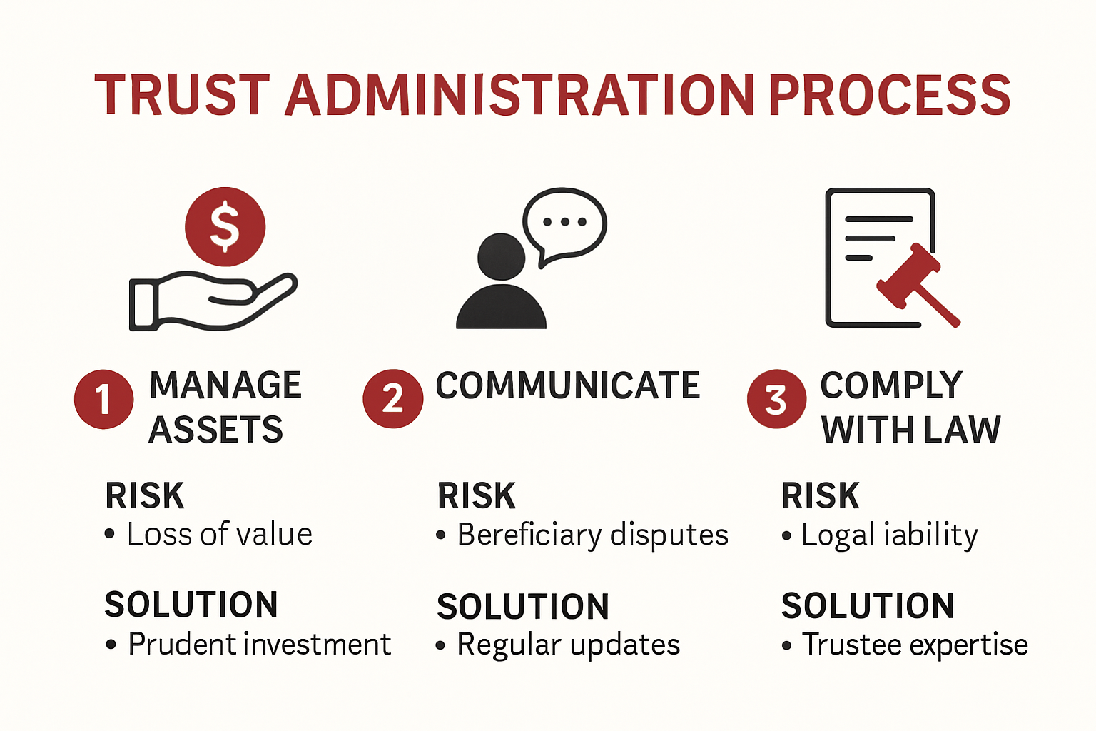 Infographic depicting key trustee duties and risk solutions