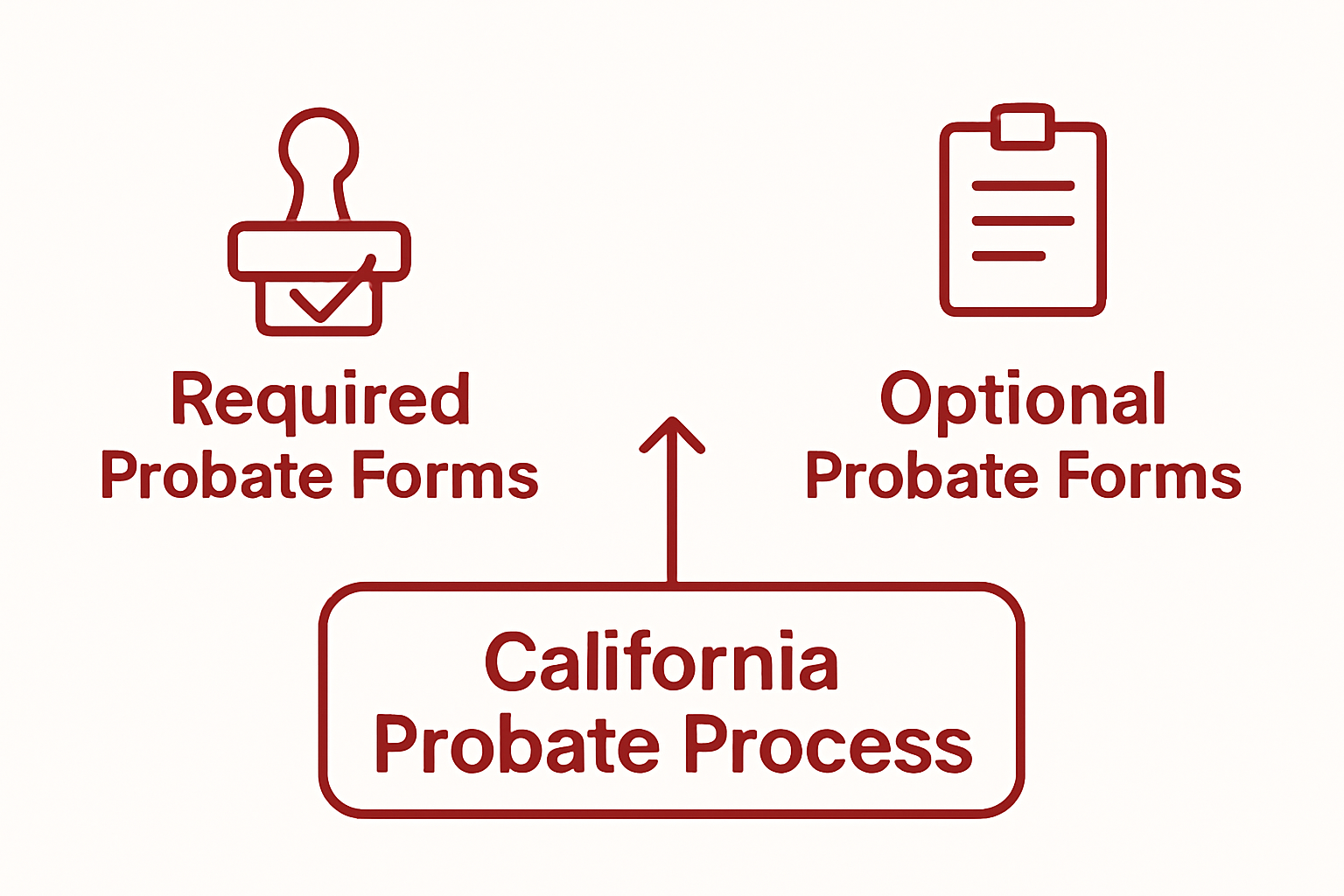 Infographic comparing mandatory vs optional California probate forms