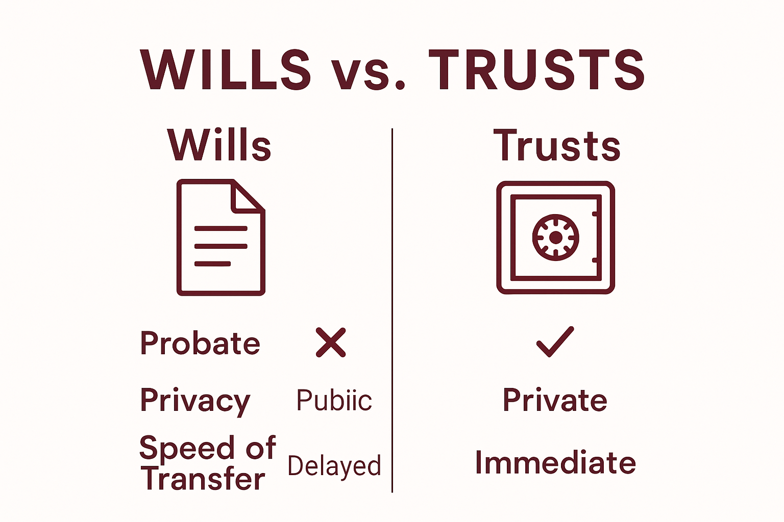 Wills versus Trusts probate infographic