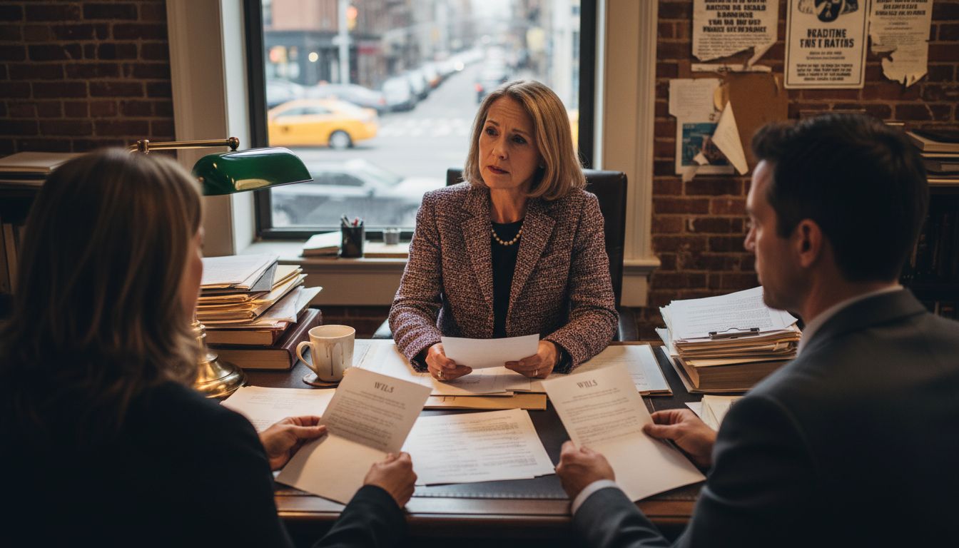 Attorney meeting with couple for estate planning