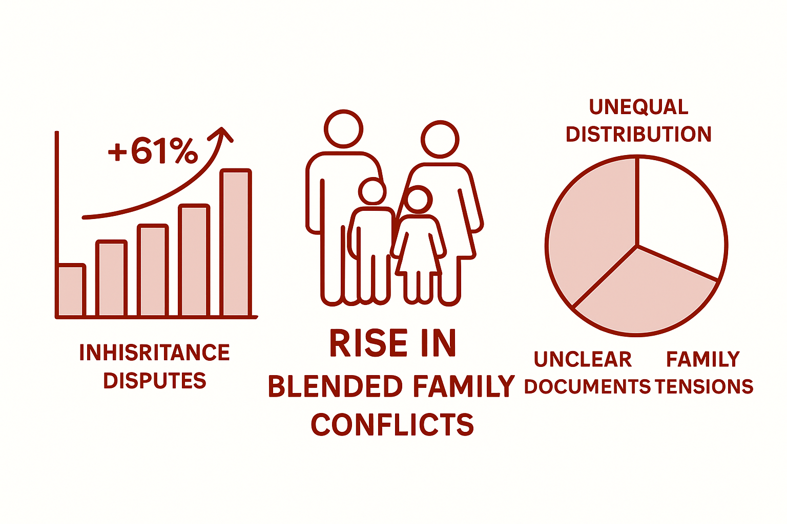 Infographic of inheritance dispute causes and rise