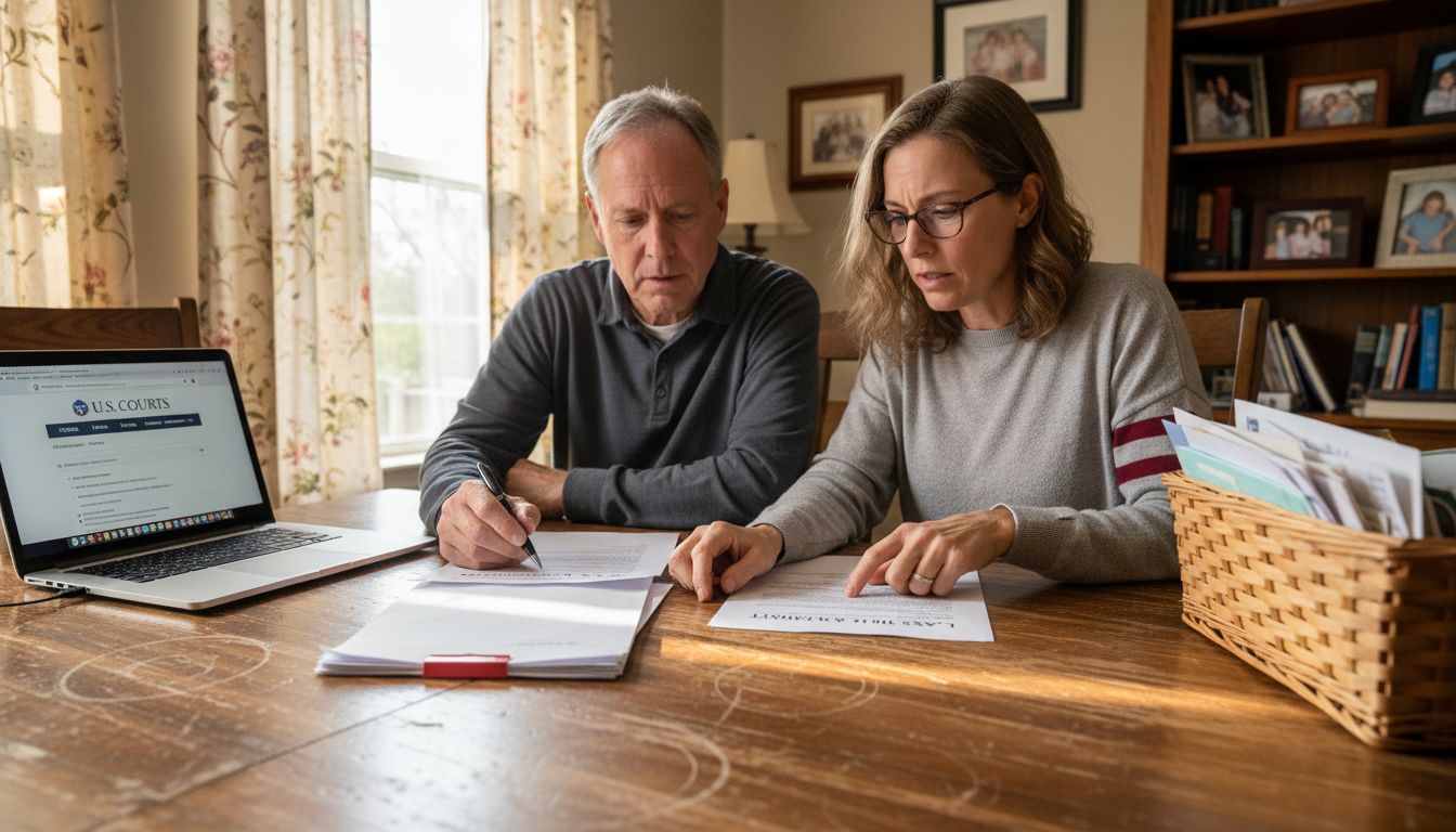 Family reviews estate documents together