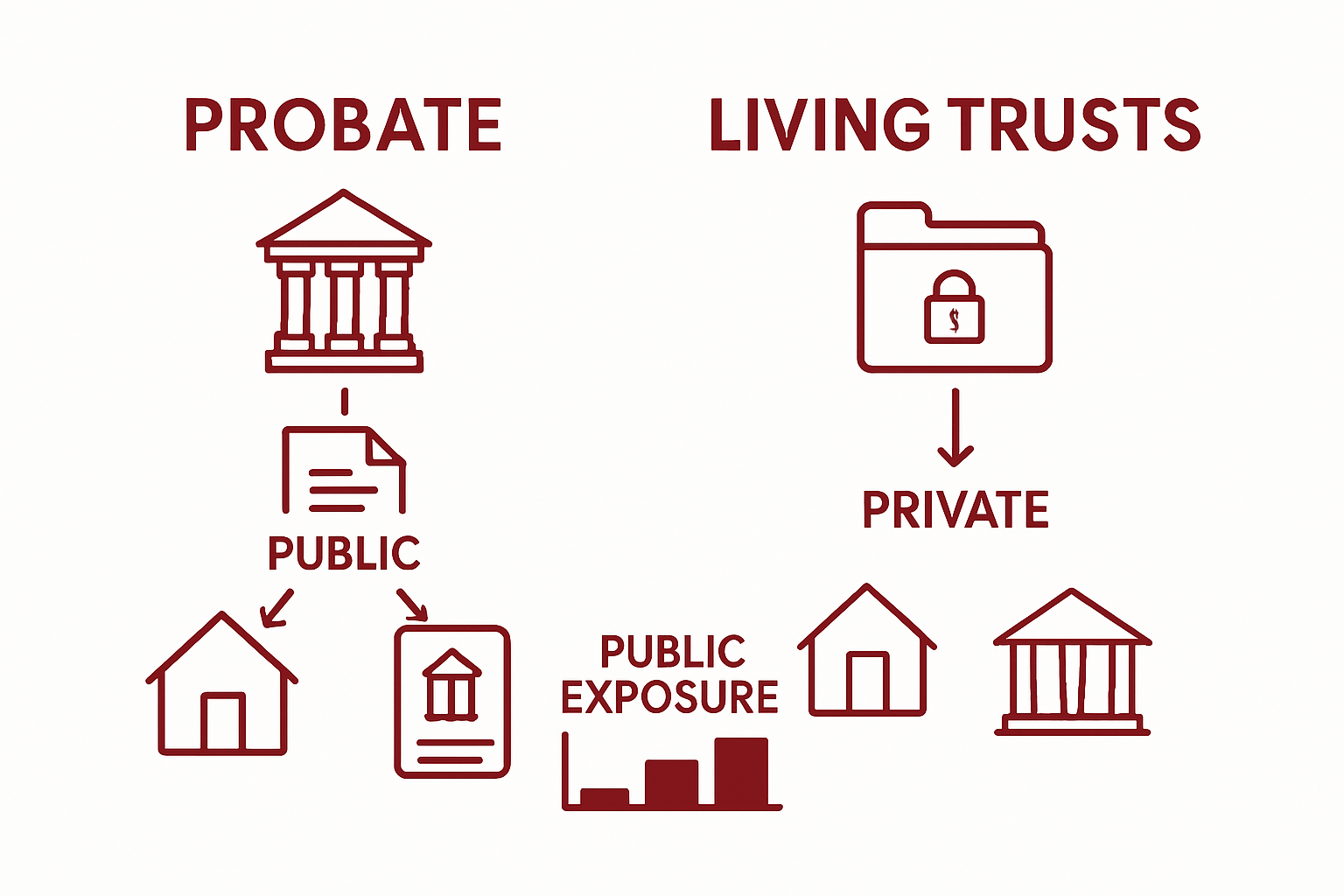 Infographic probate vs living trust privacy