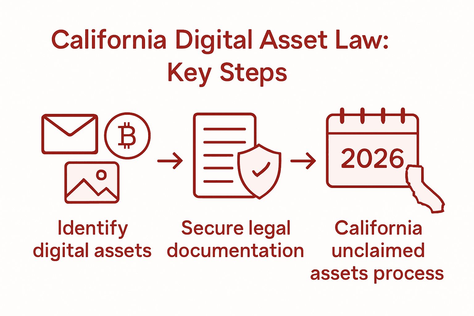 Infographic showing California digital asset law process