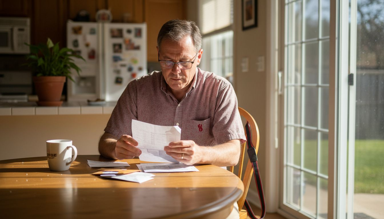 Man reviewing executor candidate checklist at kitchen table
