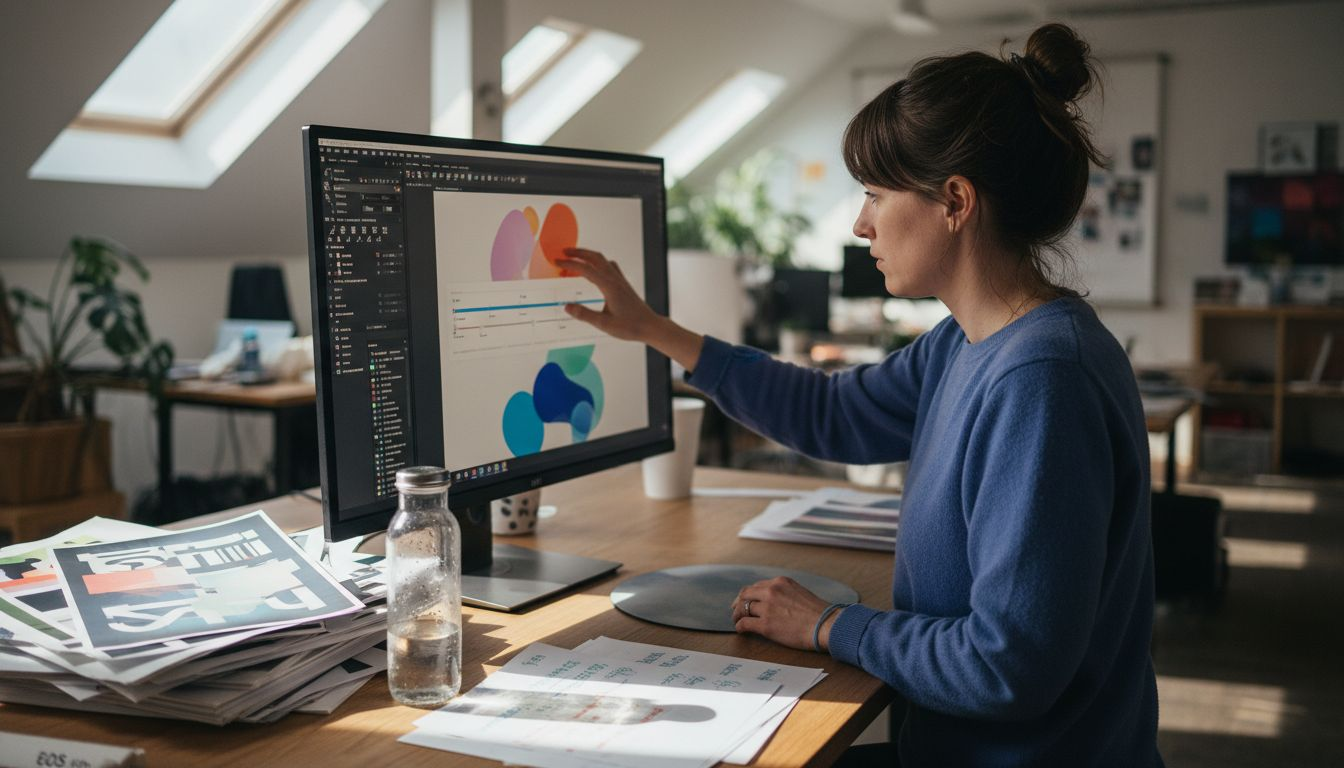 Designer using AI design software interface