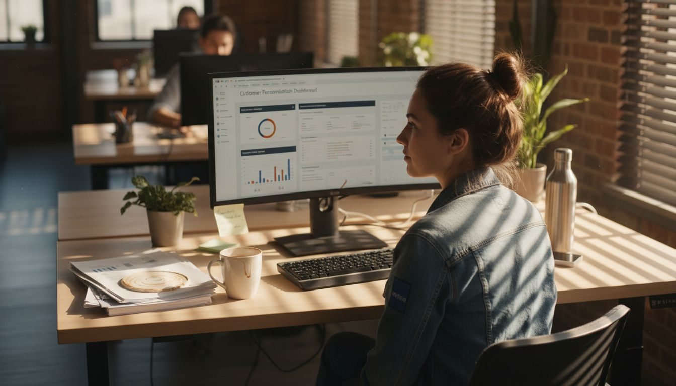 Marketer checks AI personalization dashboard