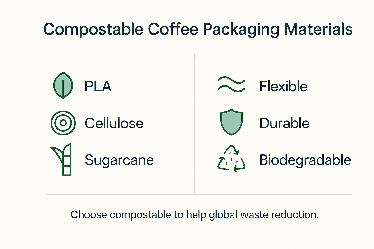 Infographic on compostable coffee packaging materials