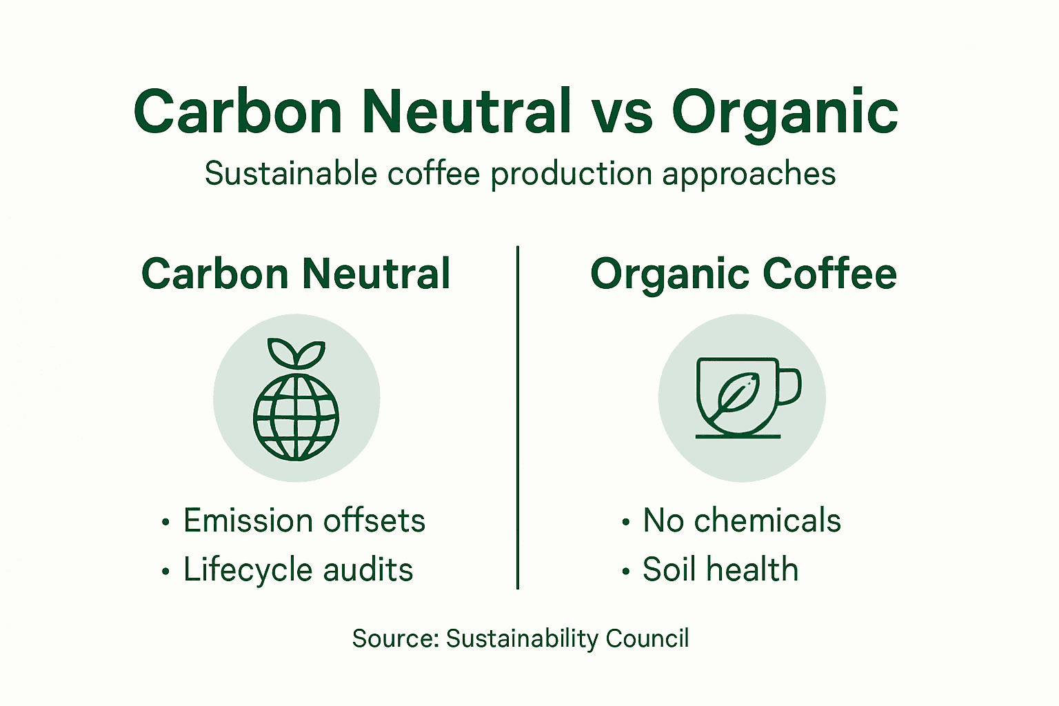 Infographic comparing carbon neutral and organic coffee