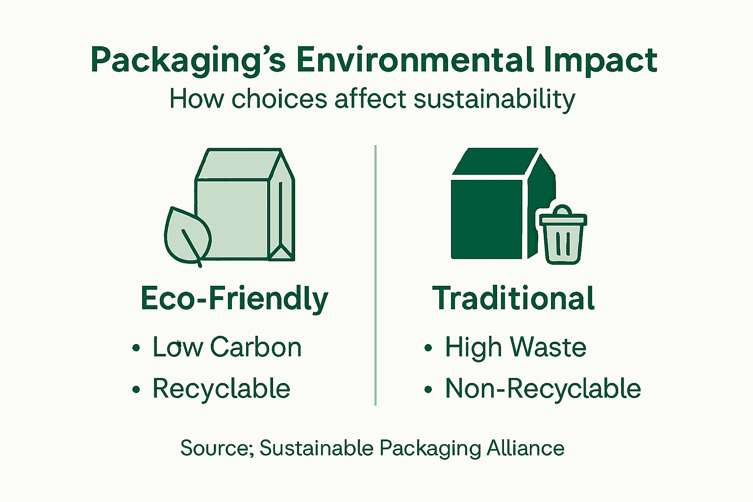 Infographic on packaging environmental impact key points