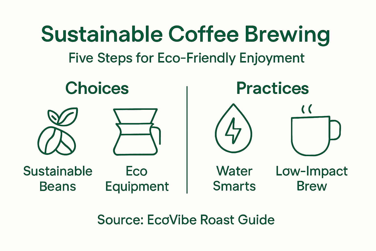 Infographic of sustainable coffee brewing steps