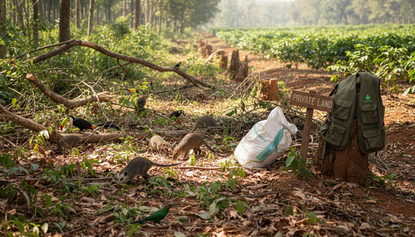 Wildlife and birds in degraded tropical forest