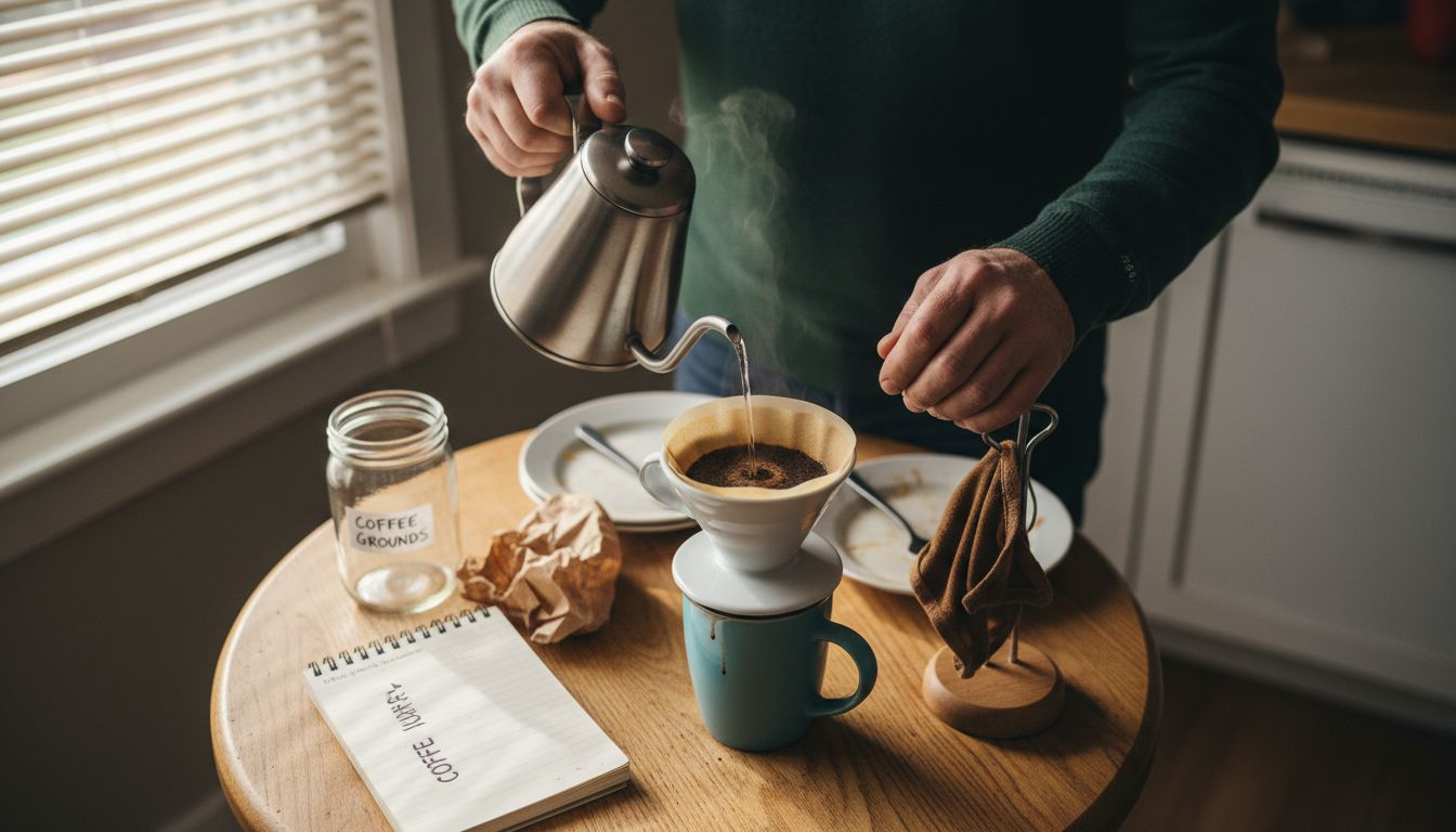 Man pouring water for eco-friendly coffee