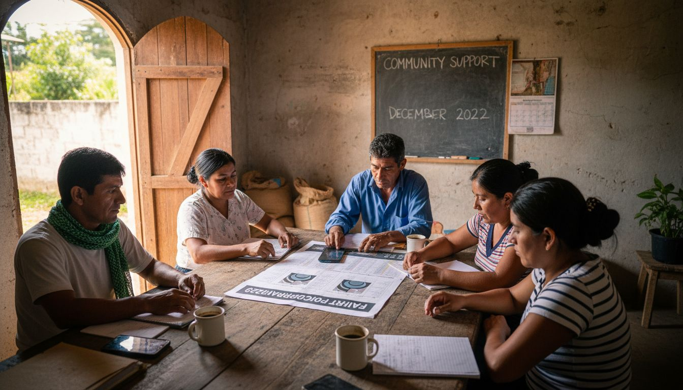 Coffee producers meeting discussing fair trade