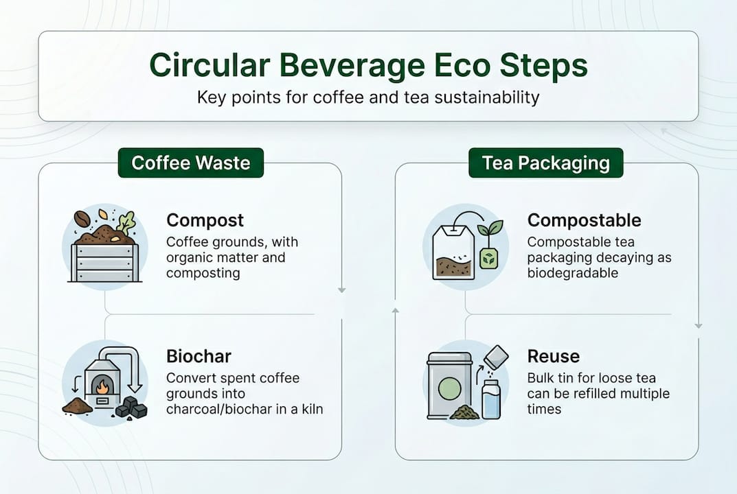 Circular eco steps infographic for beverages