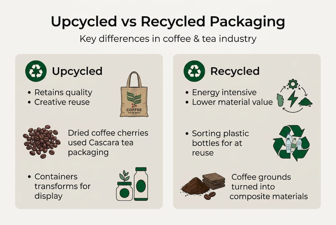 Infographic comparing upcycled and recycled packaging