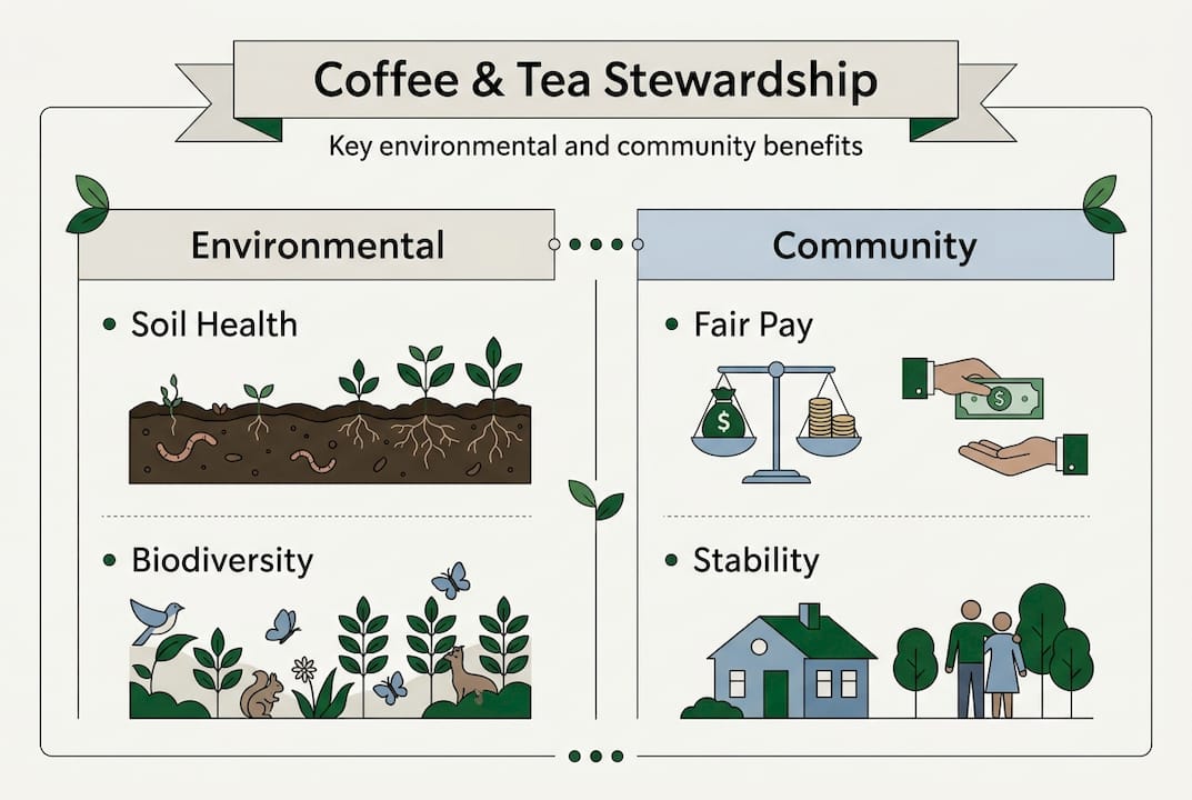 Infographic on stewardship benefits for land, community