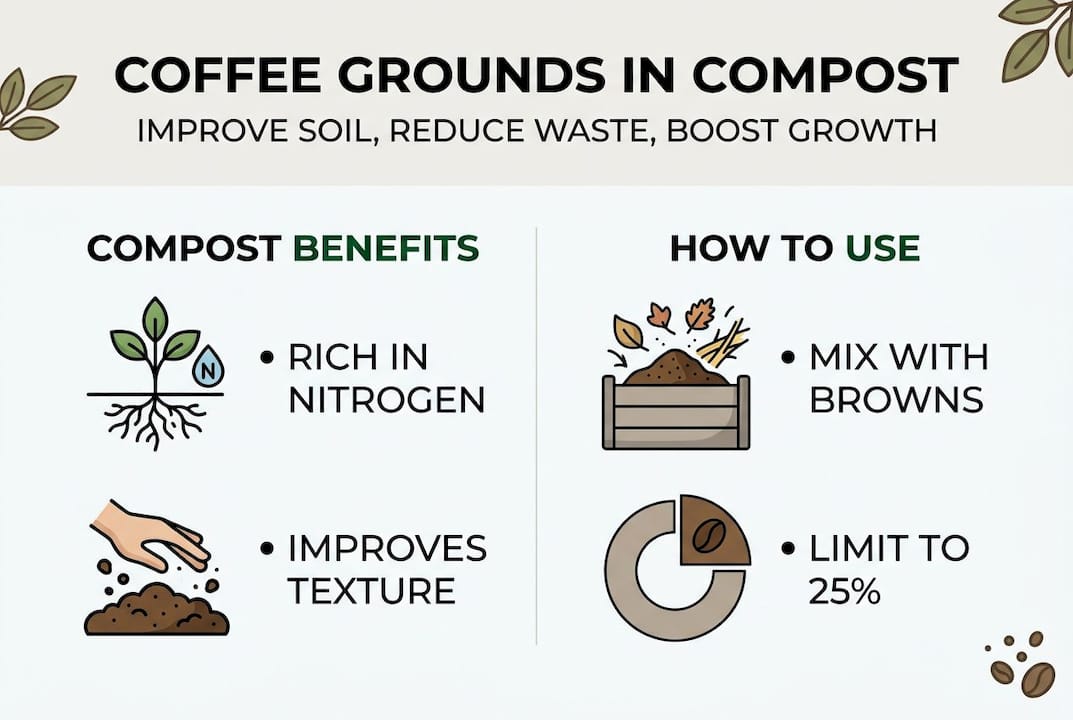Infographic explaining coffee ground composting benefits