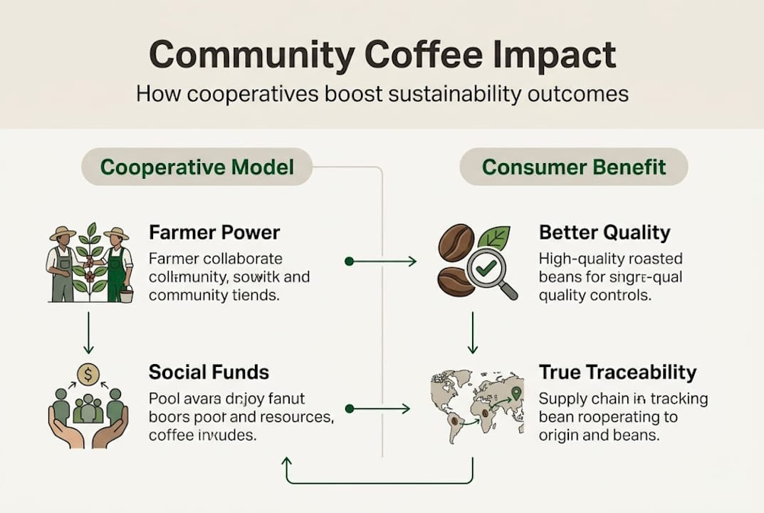 Infographic showing cooperative coffee impact