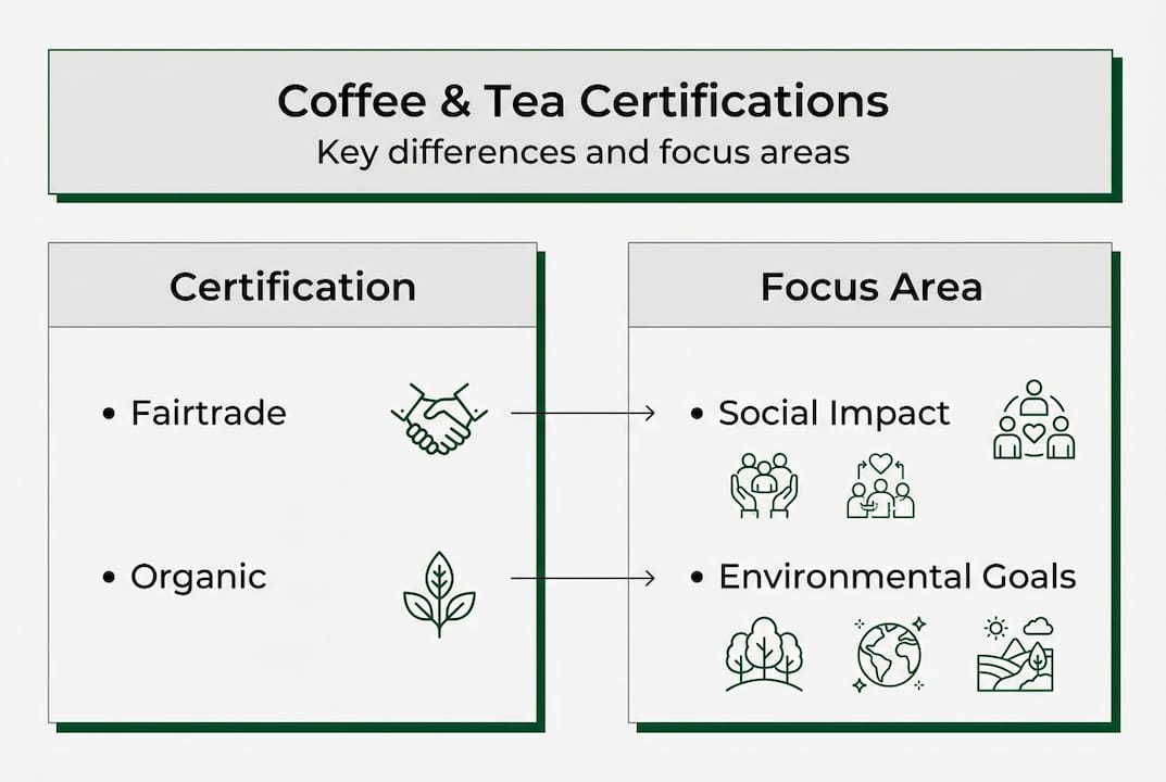 Infographic comparing coffee and tea certifications