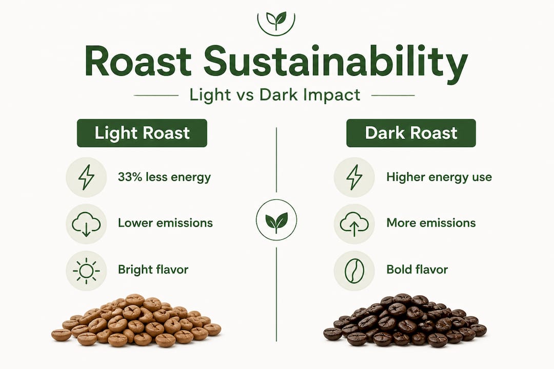 Light vs dark roast sustainability infographic