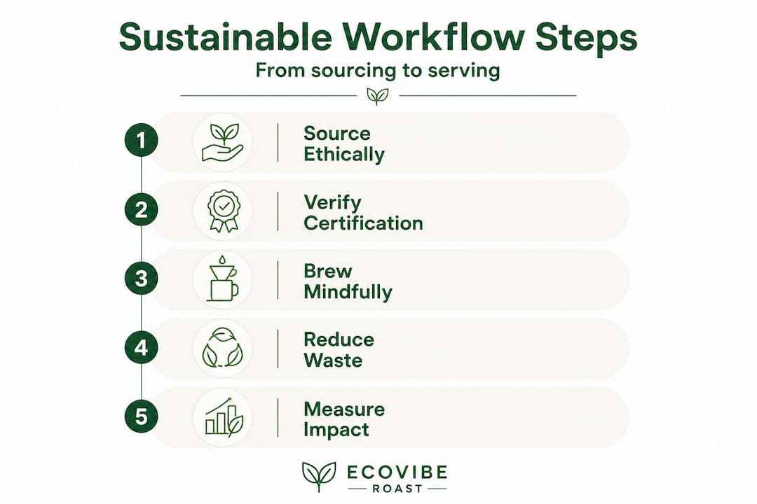 Infographic showing steps for sustainable beverage workflow