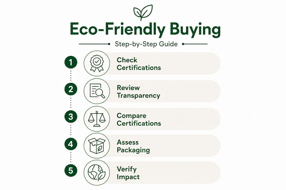 Infographic showing five steps to eco-friendly product buying