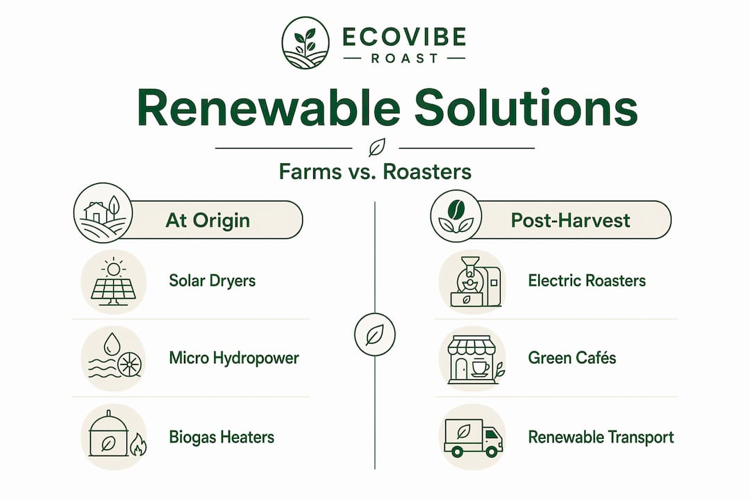 Infographic comparing renewables in farming and roasting