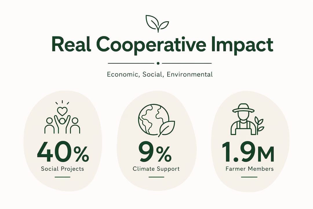 Infographic with Fairtrade premium and coffee co-op stats
